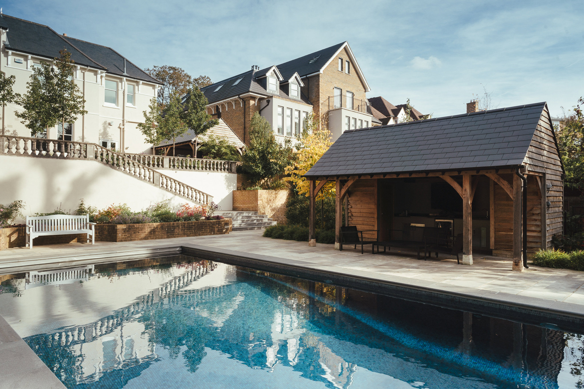 Oak framed pool building
