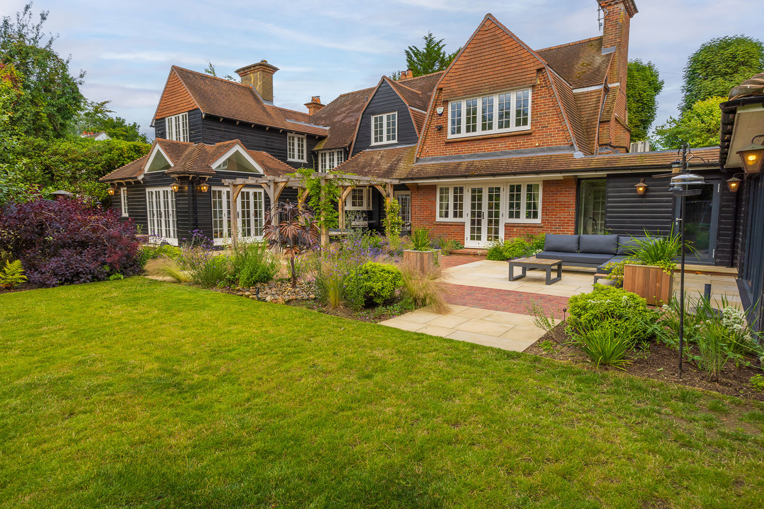 View from lawn to courtyard