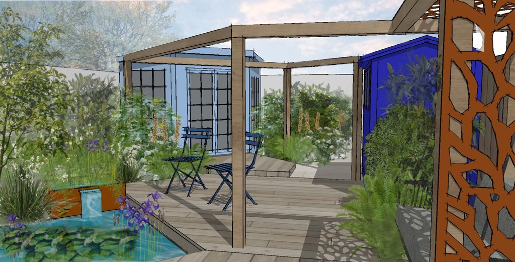Deck & pond area
