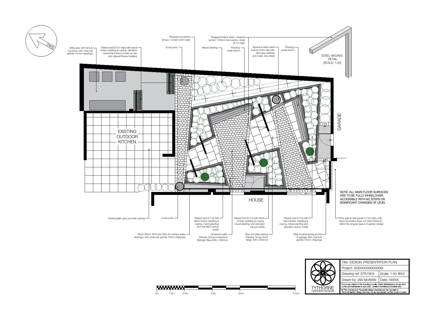 A contemporary courtyard garden with wheelchair accessibility
