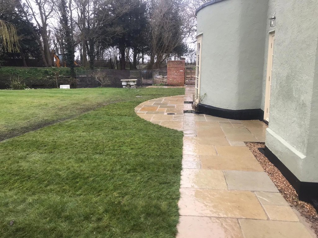 Long path and small patio 