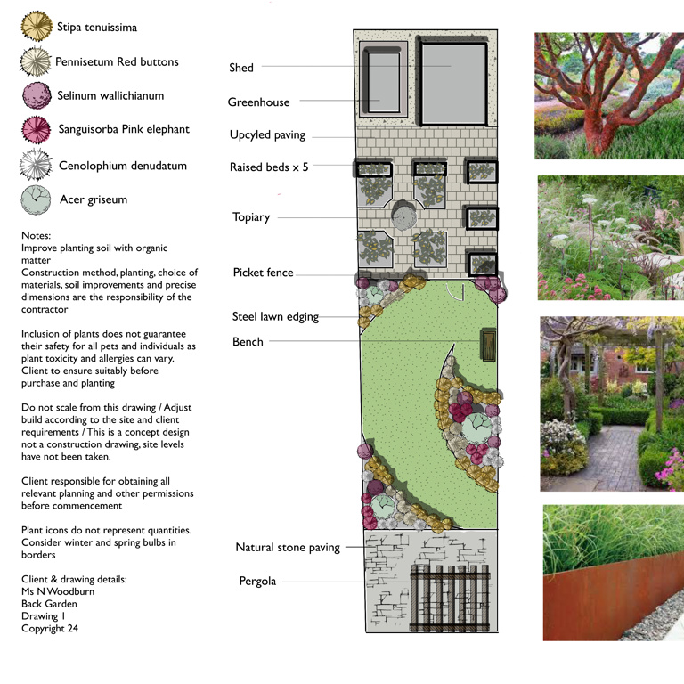 Garden design for a long garden