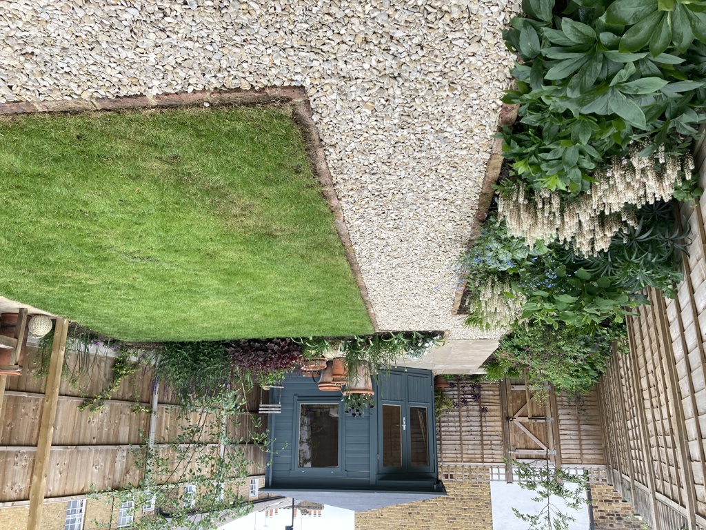 View down path to summerhouse