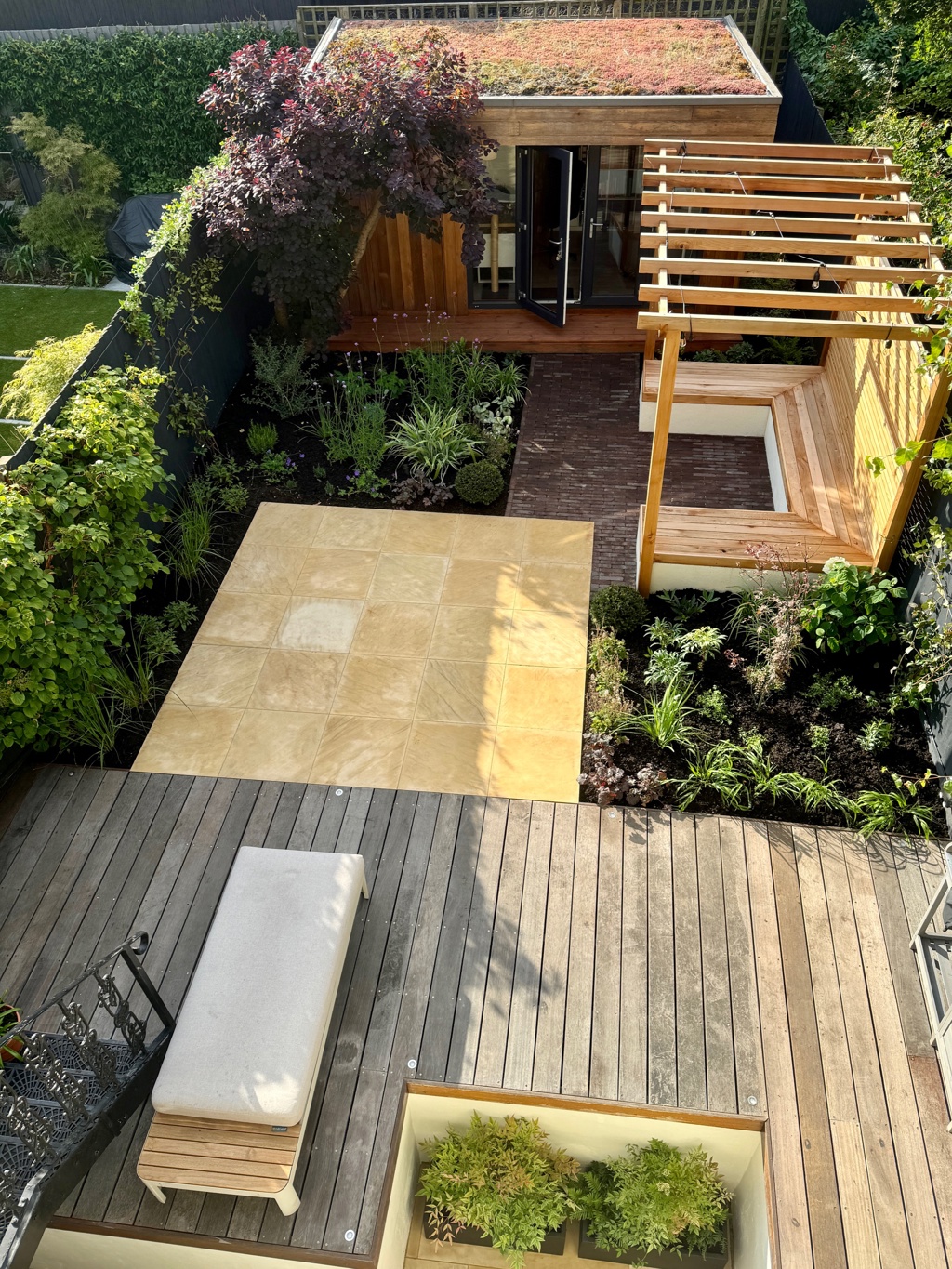 Aerial view of garden from house window